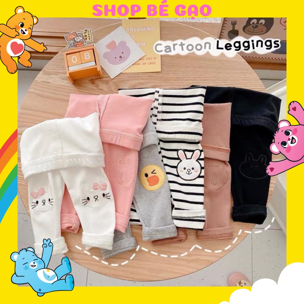 Quần legging lót nỉ cho bé gái cao cấp loại dày ấm, mềm mịn mặc mùa đông size cho bé 8-20kg