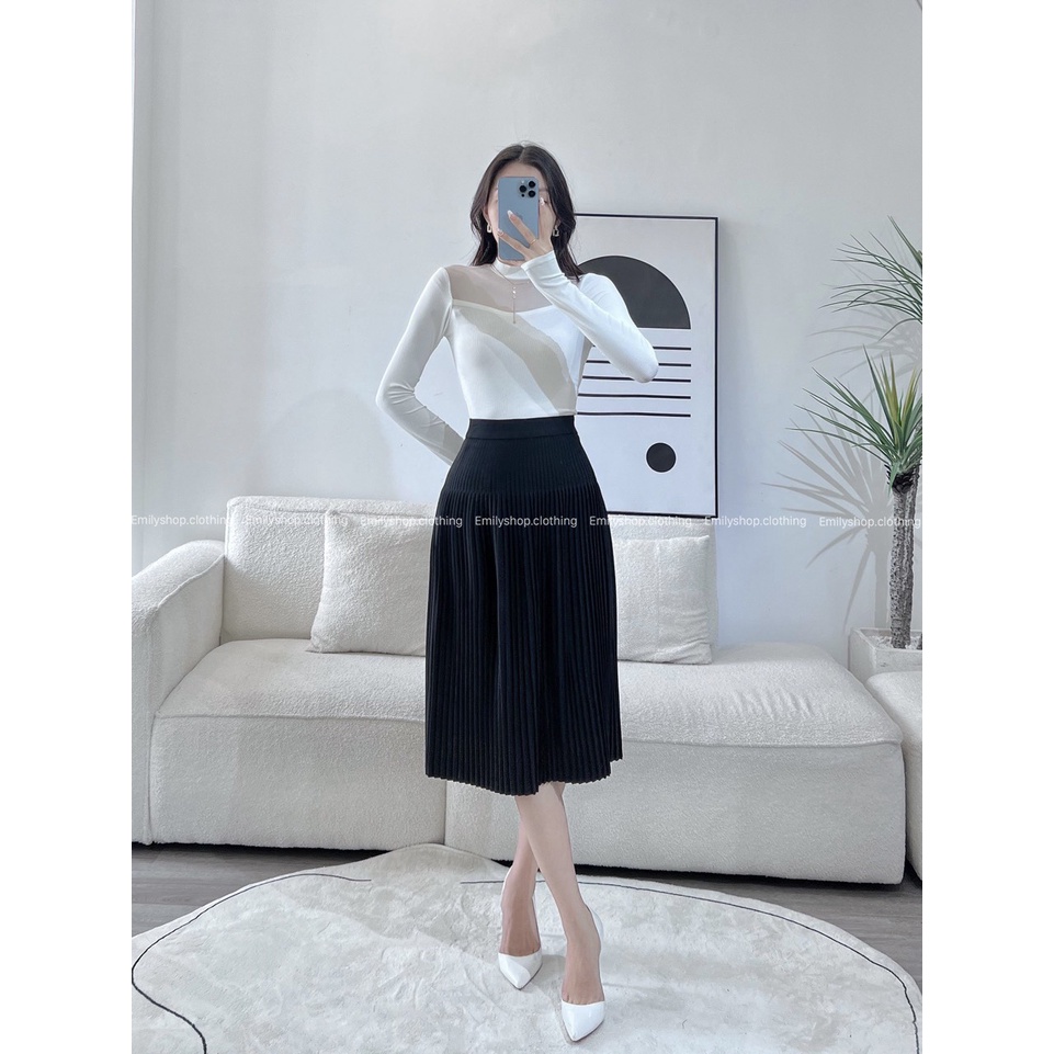 Chân váy dài xếp ly midi Emilyshop