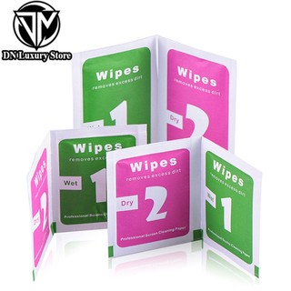 Giấy lau 1/2 _Vệ sinh màn hình điện thoại ,ipad, kính, máy tính bảng v.... V Trước khi Dán kính cường lực DN Luxury