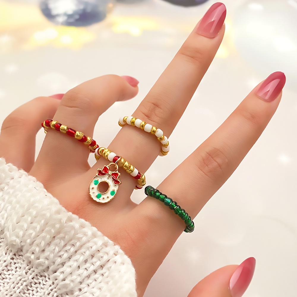 Set 4 Nhẫn Phong Cách Giáng Sinh Năm Mới Cho Nữ