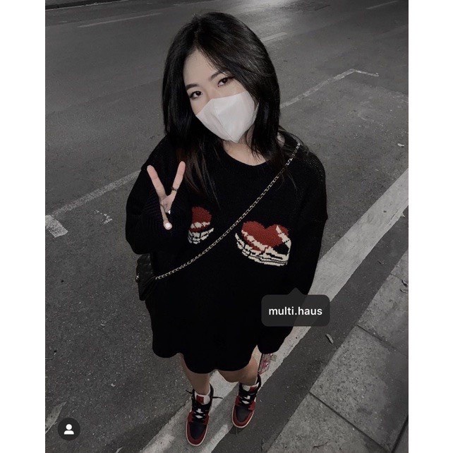 Áo Nỉ Sweater Sekeleton Heart Form Xuông Unisex Cao Cấp