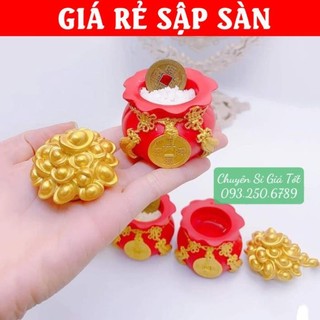 Hũ đựng muối gạo thần tài, hũ gạo muối cầu tài cầu lộc trang trí bàn thờ Tết 2024