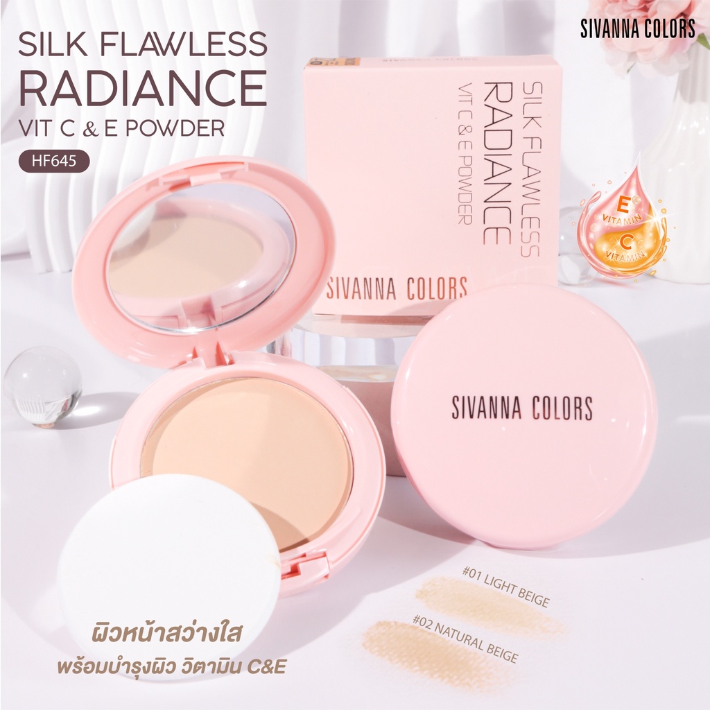 Phấn Phủ Nền Che Khuyết Điểm Sivanna Colors Silk Flawless Radiance Vit C&E HF645