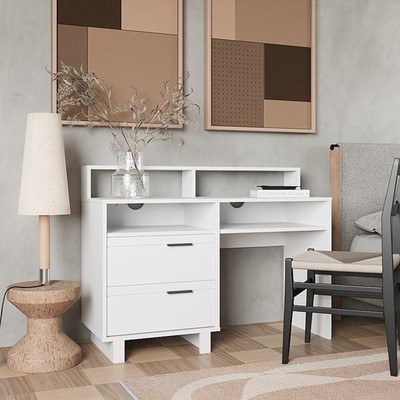 FYNN, Bàn làm việc, bàn học kèm hộc tủ phong cách Bắc Âu DEK_067, 120x46x89cm, bàn gỗ Scandi Home