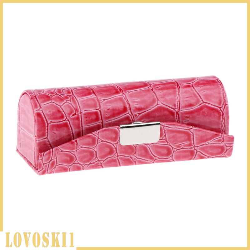 Hộp Da Đựng Son Môi Lovoski1  Màu Xanh Nhạt Có Gương