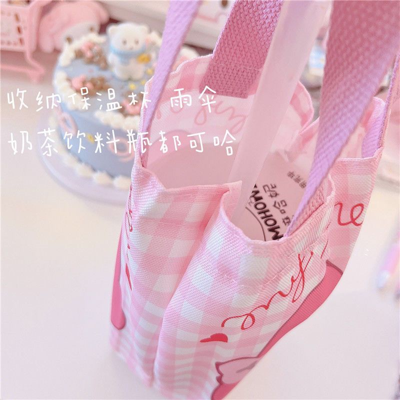 Túi Vải Canvas Đựng Dù / Bình Nước In Hoạt Hình Dễ Thương Tiện Dụng Cho Học Sinh