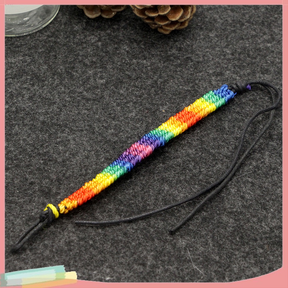 Vòng tay dây bện nhiều lớp màu cầu vồng biểu tượng LGBT độc đáo