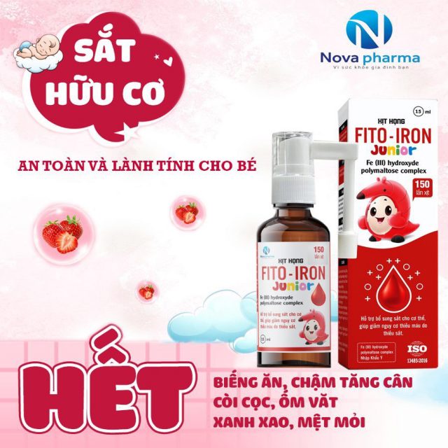 Xịt bổ sung Sắt FITO IRON Junior bổ sung Sắt cho trẻ sơ sinh Tặng kèm 1 Tinh dầu tỏi