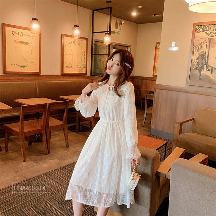 Váy Cho Bé Gái | Đầm Công Chúa Tay Dài Phối Ren Phong Cách Thu Đông Mới Cho Bé Gái 12-14 - 18 Tuổi