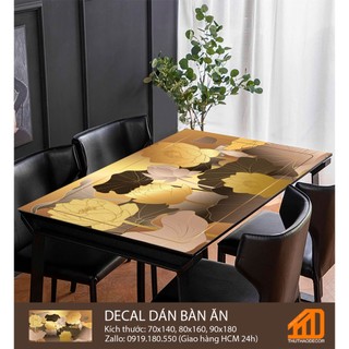 Dán bàn ăn sen vàng gold - tân trang nhà cửa
