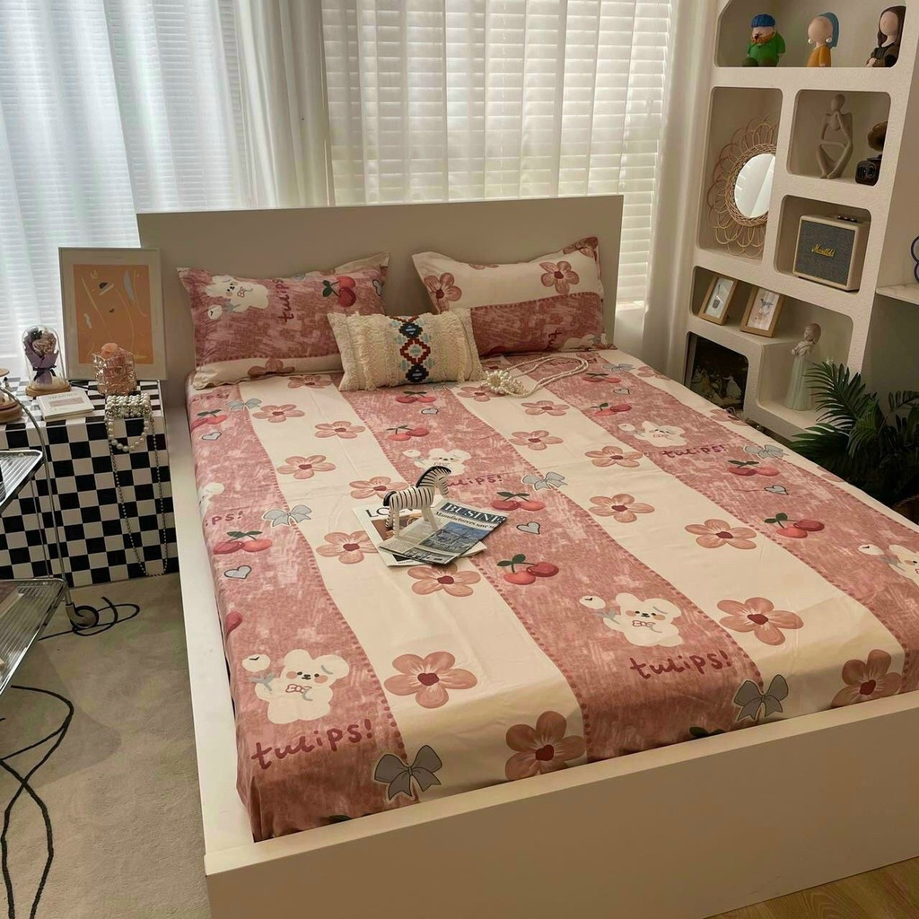 Ga Trải Giường Cotton Poly, Ga Nệm Drap Trải Giường, Ga Chun M2 M6 M8 2M 2M2 Đủ Họa Tiết (Bo Chun Miễn Phí)