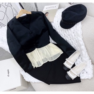 SET ÁO ĐEN PHỐI VOAN SHORT ANGI HOME