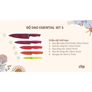 Bộ dao Essentinal Knives 5 món tupperware