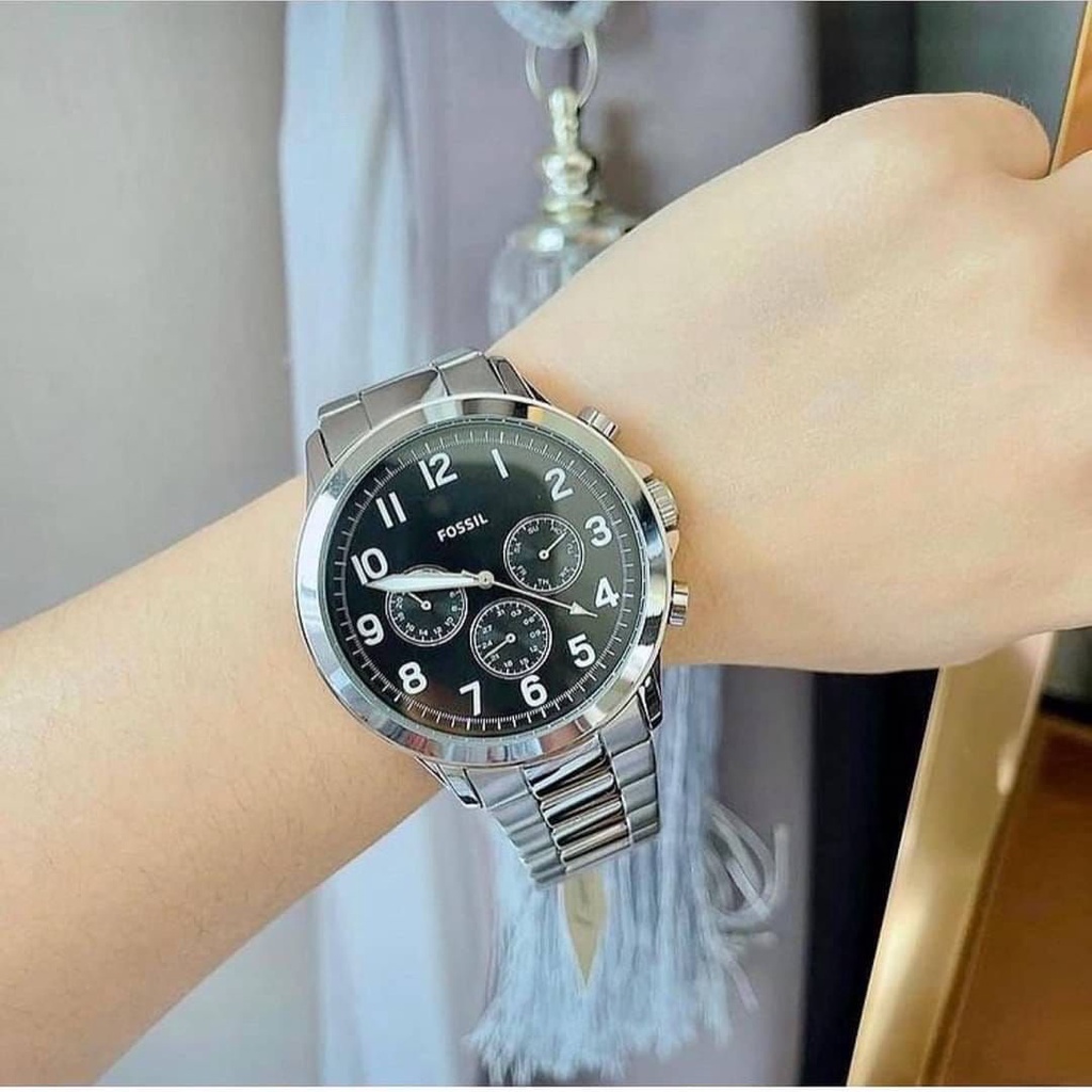 Đồng hồ nam Fo.ssil  mặt đen lịch ngày tuần   Case 48mm, mỏng 12mm