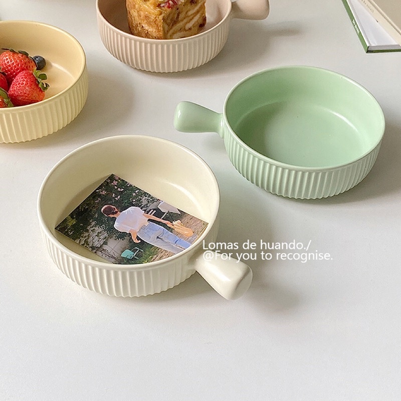 Tô sứ có tay cầm bảng màu pastel Hàn Quốc Bonmi Decor