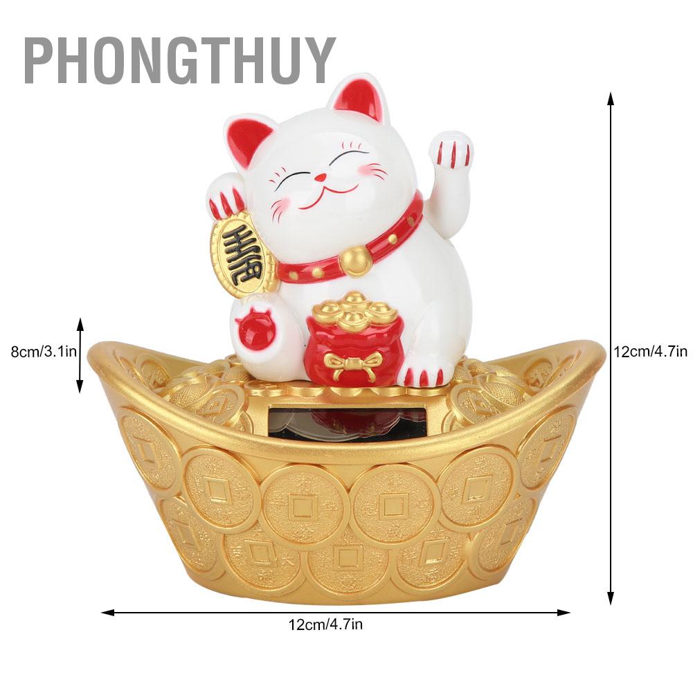 PhongThuy Trang trí mèo may mắn hoạt hình dễ thương chạy bằng năng lượng mặt trời vẫy chào trang cho cửa hàng nhà tại