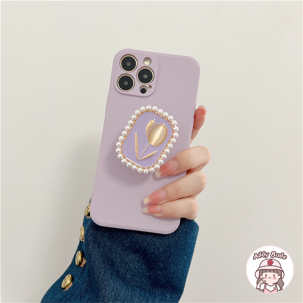 Ốp Điện Thoại TPU Mềm Chống Mồ Hôi Có Giá Đỡ Hình Hoa Tulip Cho IPhone 14 Pro Max 11 7Plus 13 12 11 Pro Max X XS