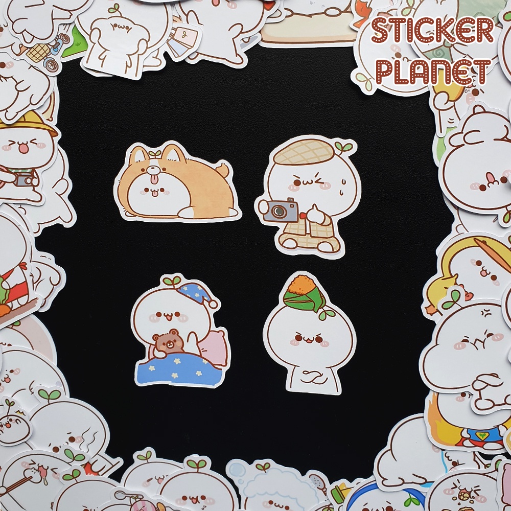 Sticker rau mầm tina bé mầm cute dễ thương trang trí mũ bảo hiểm, đàn, guitar, ukulele, điện thoại