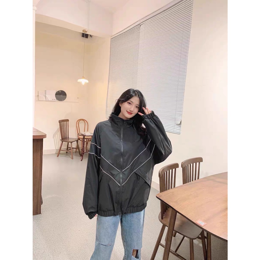 Áo khoác gió phối viền phản quang hót triend from rộng 2 lớp nam nữ Bảo Đăng