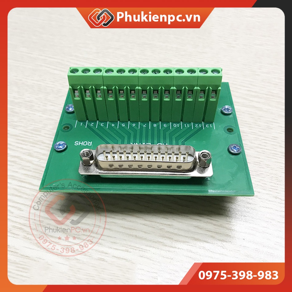 Đầu nối COM DB25 LPT Male Terminal Block vặn vít, cài thanh ray. cho máy CNC, LPT công nghiệp, Chân cắm Cáp COM DB25 Đực