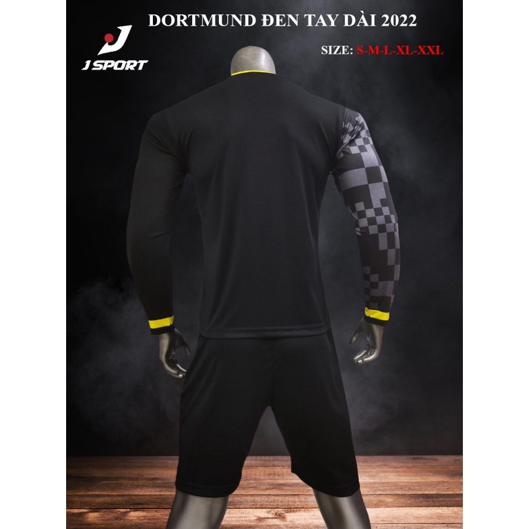 Áo đá bóng, đồ đá banh, áo mẫu CLB Dormund Đen tay dài mới nhất 2022 - Chất thun lạnh cao cấp, bền, thoáng