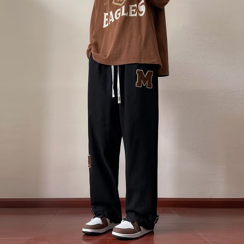 Quần Dài Ống Rộng Thêu Họa Tiết Phong Cách Hàn Quốc Thời Trang Cho Nam Và Nữ