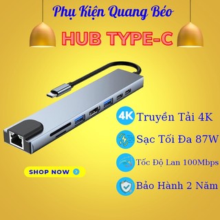 Hub Type C C8 đa năng 8 cổng, cổng LAN Gigabit RJ45 tốc độ truyền mạng 100Mbps - Hub chuyển đổi macboook C6 | BH 2 Năm