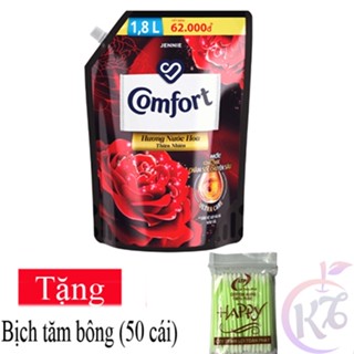 Nước xả vải Comfort 1 lần xả hương nước hoa Jennie túi 1.8 lít Tặng 1 bịch tăm bông - nước xả quần áo thơm lâu