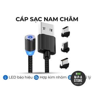 Dây cáp sạc nam châm từ tính 3 in 1 đầu xoay 360 độ chống gãy đứt