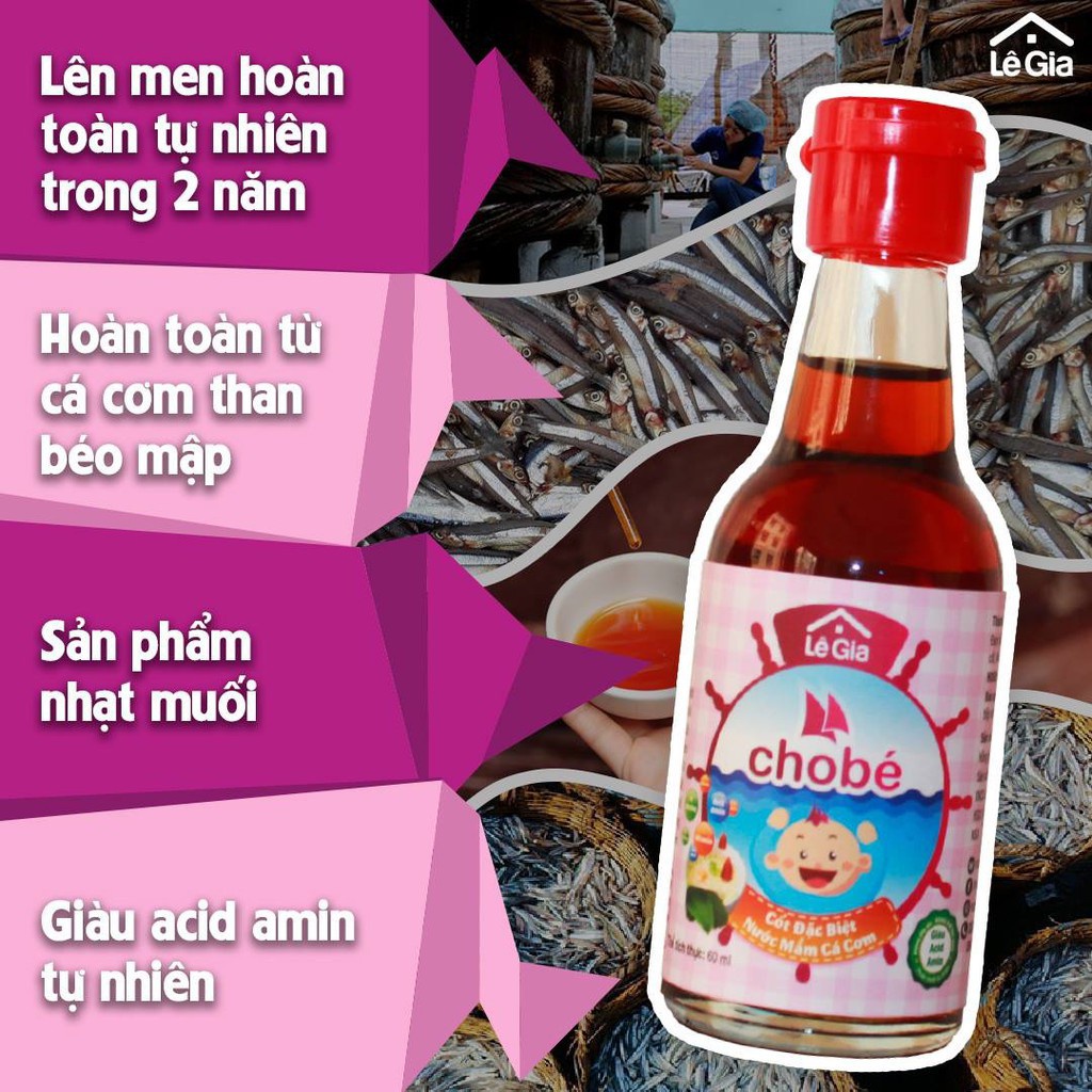 Nước mắm Lê Gia chai 60ml và 200ml cho bé từ 1 tuổi