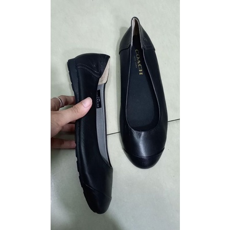 Sale dọn kho- Giày búp bê Coach đen công sở da thật, chuẩn xịn, lót êm, mang nhẹ, giá rẻ tốt