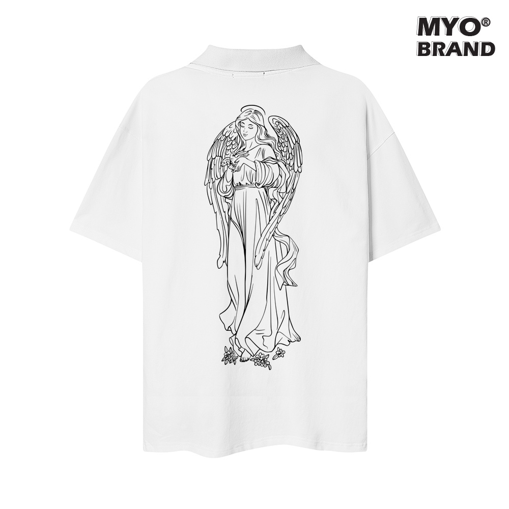 Áo Polo Dáng Rộng Tay Lỡ MYO In Hinh Holy-Virgin Q055