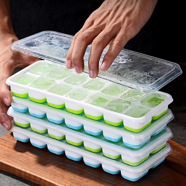 Khay Đá Silicon, Khuôn Silicon, Khay Làm Thạch 14 Viên Có Nắp Đậy Tiện Lợi.