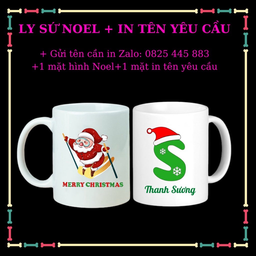 Ly sứ in hình Giáng sinh Noel Noen 2022 + In tên theo yêu cầu, Món quà vô giá mùa Giáng Sinh.