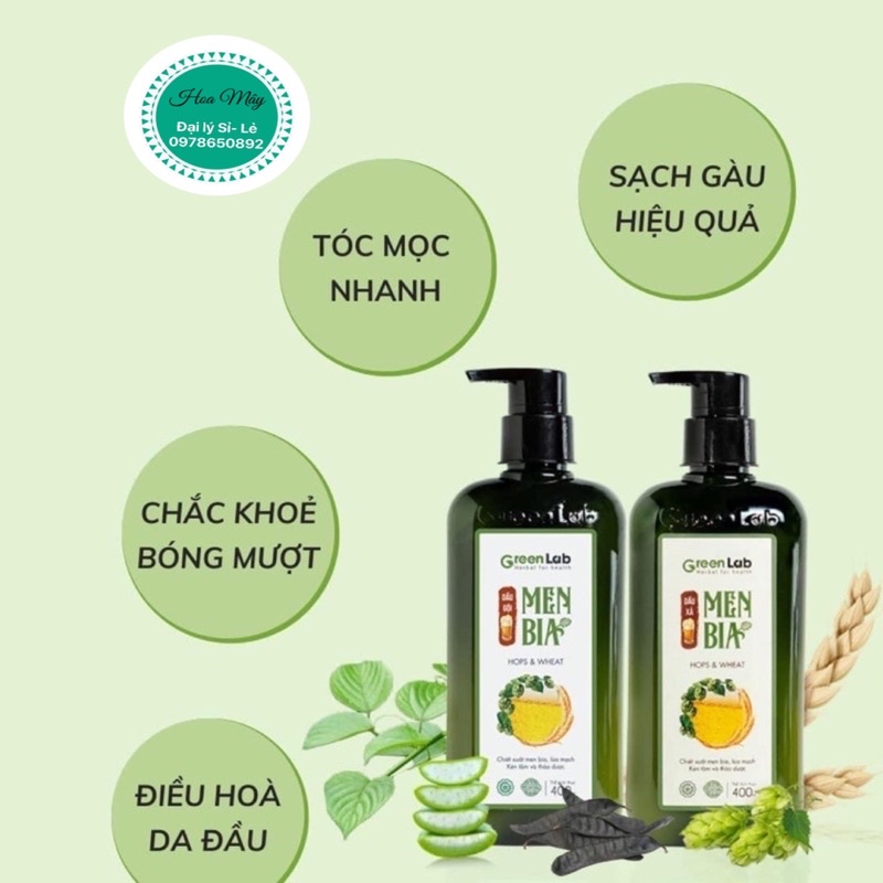 Dầu gội Men Bia tươi 400ml sạch gàu ngứa, giảm rụng , giúp tóc nhanh dài vượt trội
