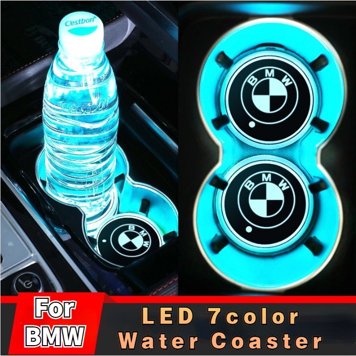 Bộ 2 / 1 Cặp Đèn LED 7 Màu Lót Cốc Nước Chống Trượt Thông Minh Cho Xe Hơi BMW F188