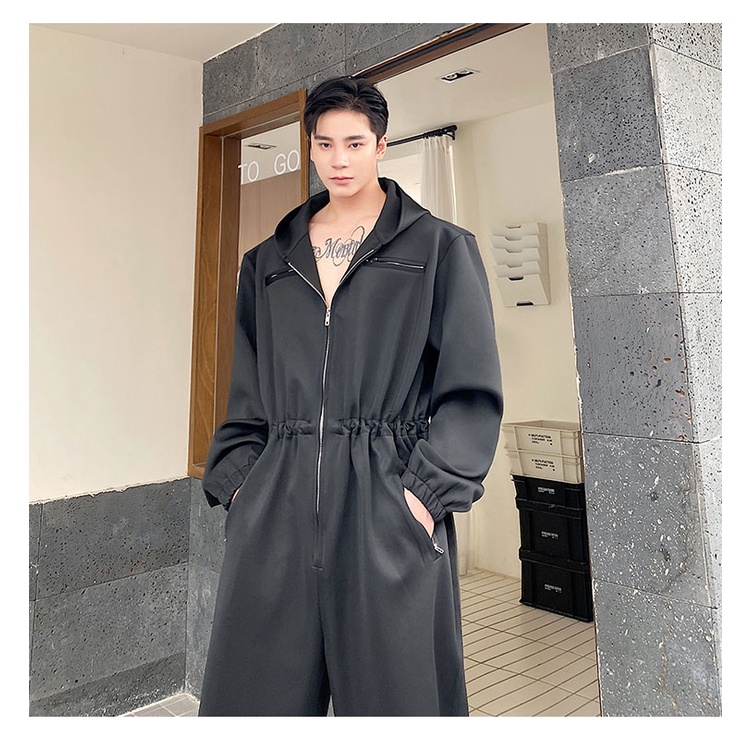 Bộ Áo Khoác + Quần Dài Dáng Rộng Có Khóa Kéo Thời Trang Thu Đông Cho Nam