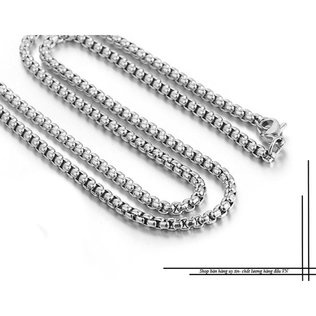 Dây chuyền cao cấp cho trẻ em inox kiểu bông dừa khít màu trắng siêu đẹp không đen, không gỉ, an toàn cho sức khỏe