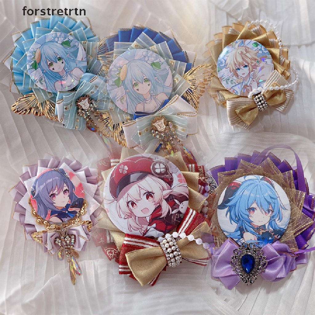 Forstretrtn Anime Badge Holder Sweet Retro Design Decoration Accessories Pins Brooch Lolita Flower Ribbon Backpack Badge Holder Base Tray EN