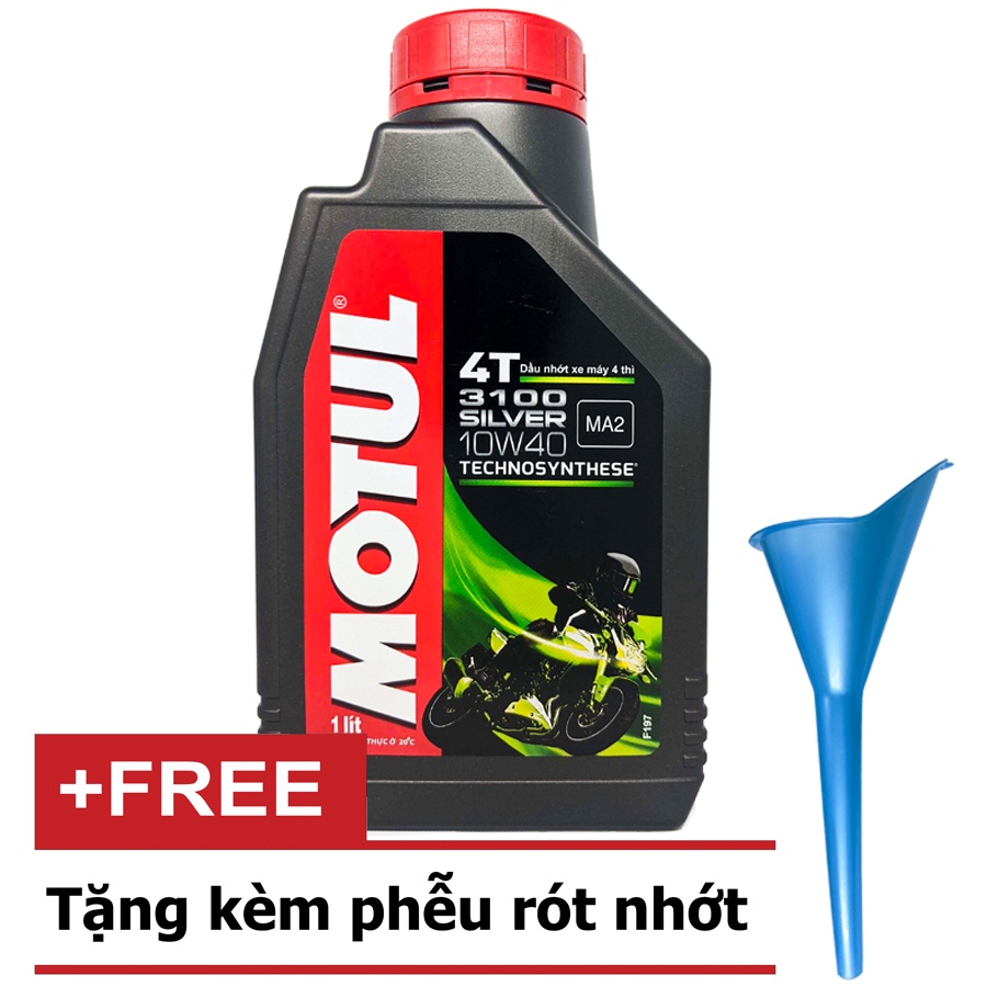( Tặng Free 1 Phễu Châm Nhớt) Bình 1L Dầu Nhớt Xe Số Motul Silver -3100 10W40 1000ml (1L)