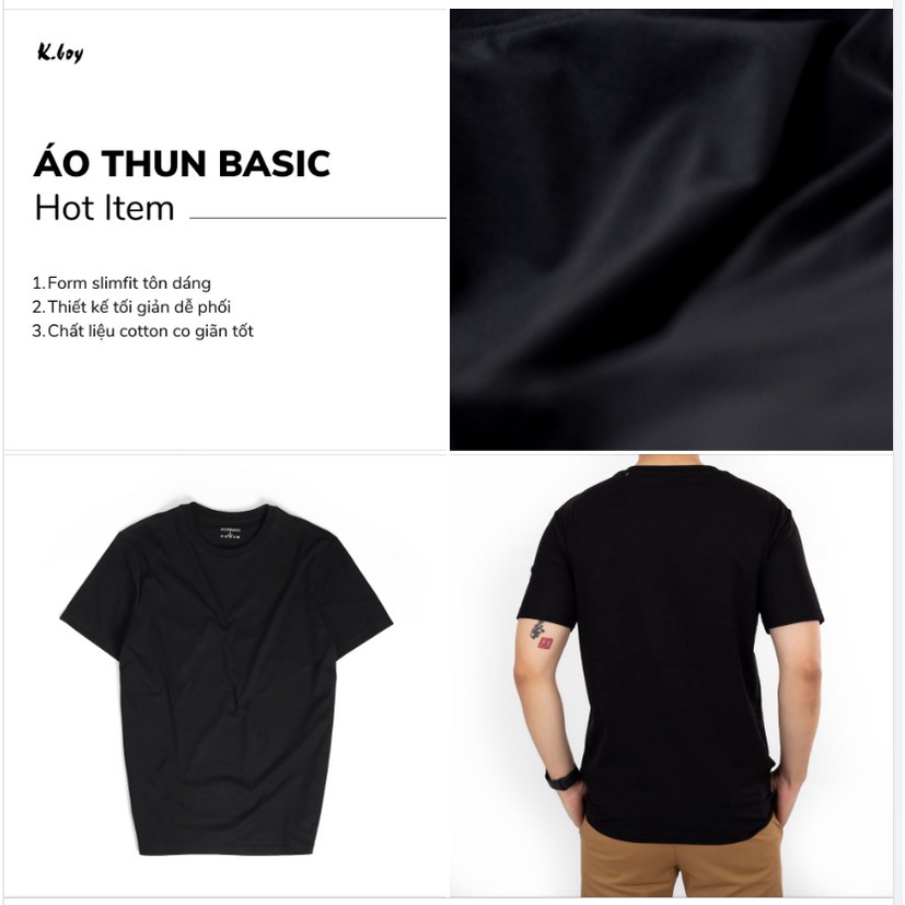 Áo Thun Nam trơn Tay Ngắn Basic 100% Cotton Đẹp Co Giãn, Dáng Suông  - AT01
