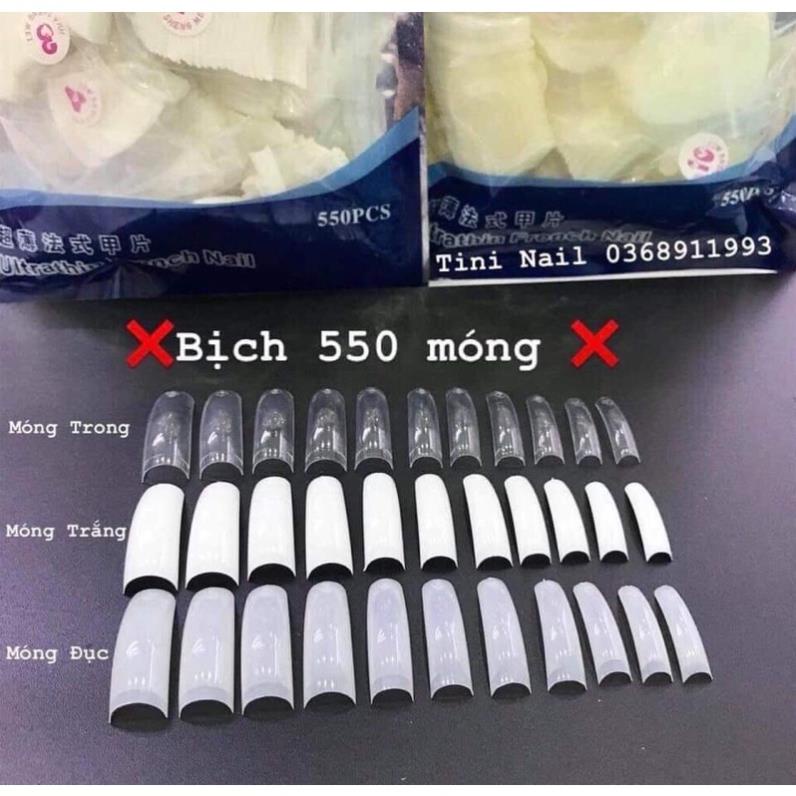 Móng đắp / móng nối Mỹ bịch xanh 550 móng 11 số