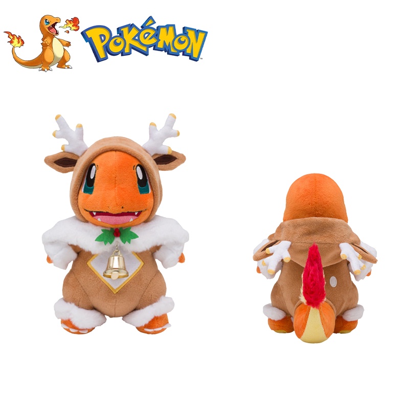 Anime Pokemon Charmander Christmas Reindeer Plush Toy Santa Cloak Soft Doll Xmas Gift