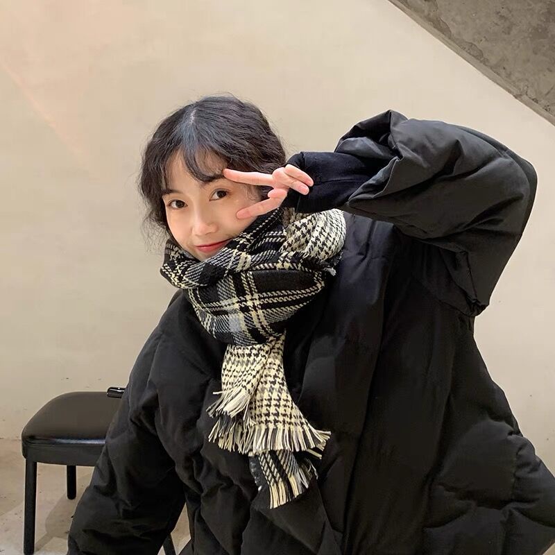Khăn quàng cổ ONZ vintage - Khăn choàng cổ len nam nữ len dạ kẻ caro ulzzang Hàn Quốc mềm mịn KCR03