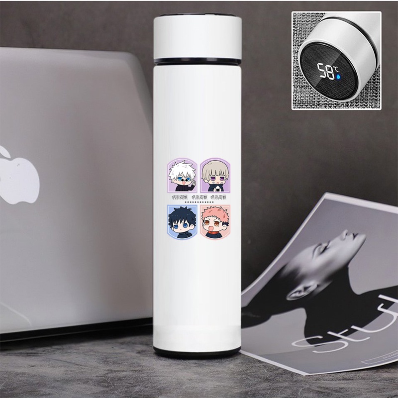 Bình Giữ Nhiệt in hình JUJUTSU KAISEN ver 4 NGƯỜI Chú thuật hồi chiến anime chibi Lõi INOX nắp cảm ứng nhiệt độ