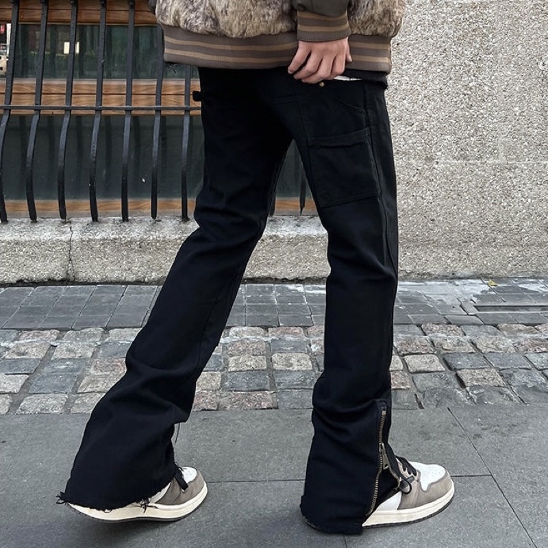 Quần jean zip khoá nam ENK dáng đứng kết hợp loe phong cách retro đường phố