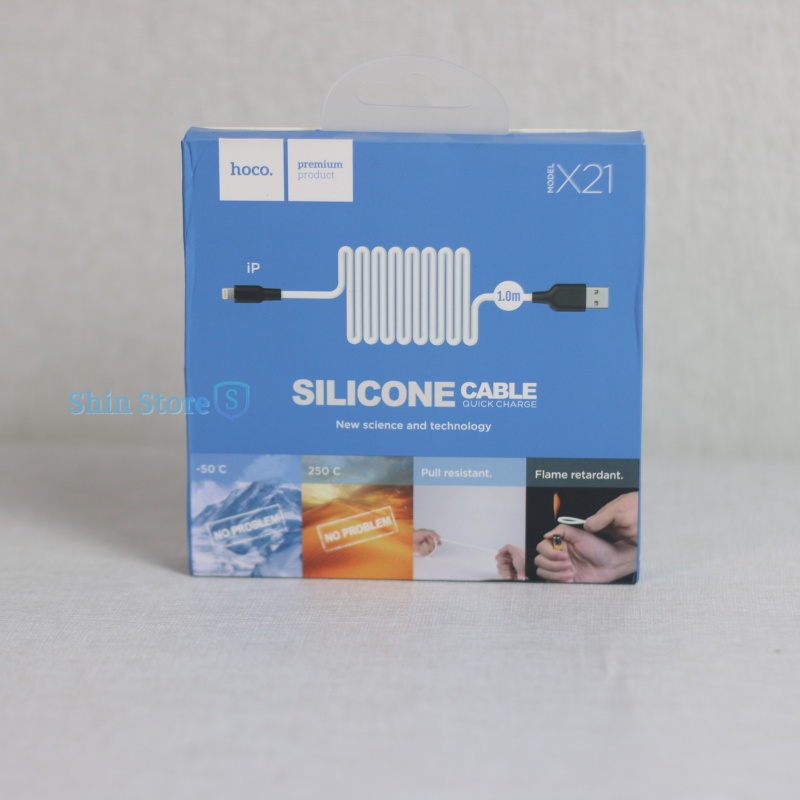 Cáp sạc Hoco X21 sạc nhanh 3.0A,  USB To Light dây sạc silicon độ dài 1 mét -SHINSTORE