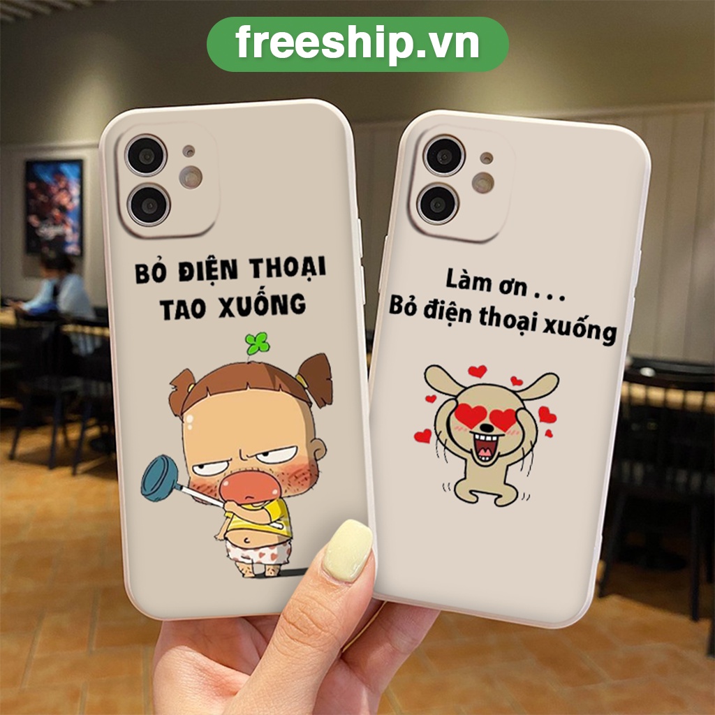 Ốp lưng iphone dẻo vuông cạnh hình "Bỏ Điện thoại tao xuống" siêu bựa đủ mã cho mọi dòng máy 6 7 8 xsmax 11 12 13 14 pro