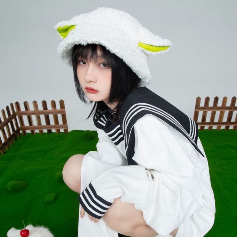 Mũ Bucket Len Tai Cừu Ngộ Nghĩnh Đáng Yêu
