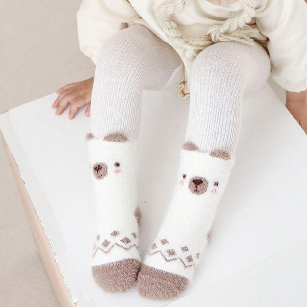 Đôi Vớ Nhung Dày Cổ Cao Đến Giữa Bắp Chân In Họa Tiết Động Vật Dễ Thương